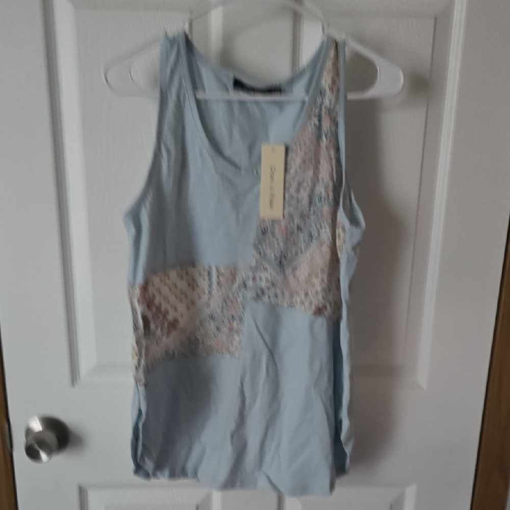 Doe & Rae Sky Blue Patchwork Top
